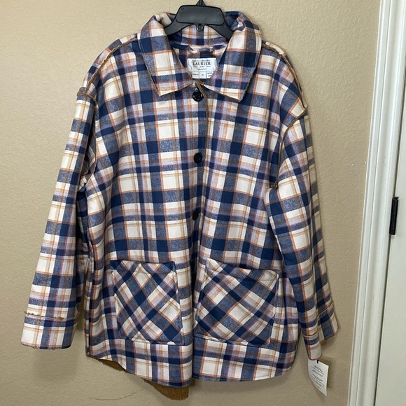 Women’s Laurie & Co Sherpa Interior Cozy Coat Button Down Size 2X NWT - Picture 1 of 11